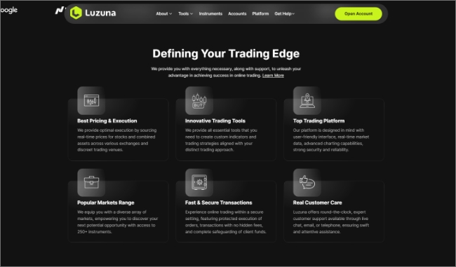 luzuna website screenshot
